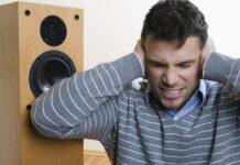 Man listening to loud music