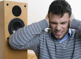 Man listening to loud music