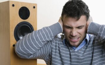 Man listening to loud music