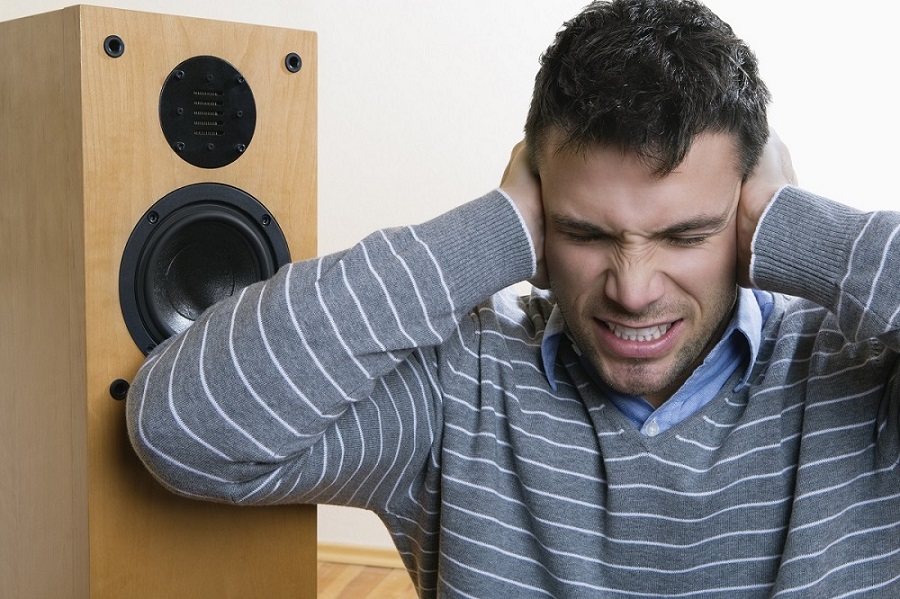 Man listening to loud music