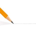 pencil draws a straight line on a white background